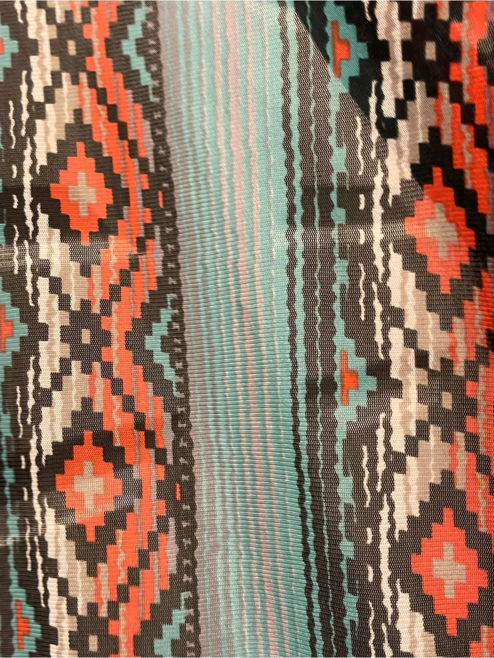 Crazy Train Open-Front Aztec Duster - Turquoise & Coral